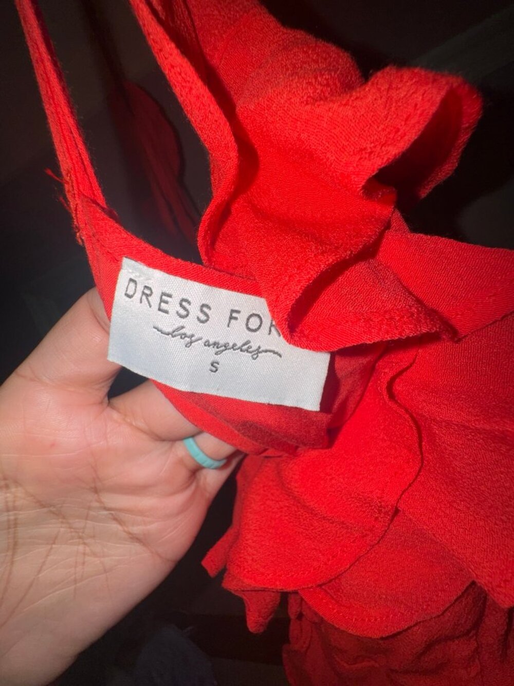 Dress Forum LA Red Ruffle Spaghetti Strap Dress